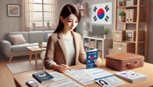 여권 신청 준비물 정리 중인 한국 여성