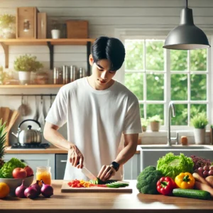 건강한 식단을 준비하는 사람