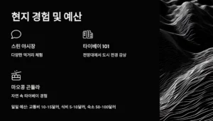 현지 경험 및 예산